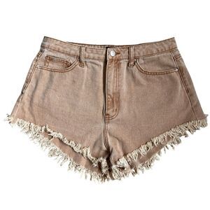 SIMPLE SOCIETY Fringe Hem Denim Shorts Size 31